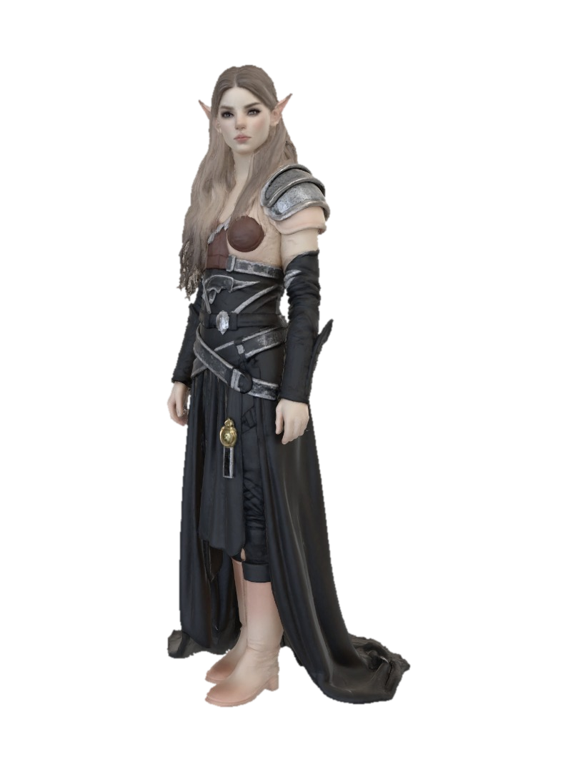 Mô hình 3D của A beautiful female elf warrior with long, flowing blonde hair, fair skin, and striking…, được tạo bằng AI