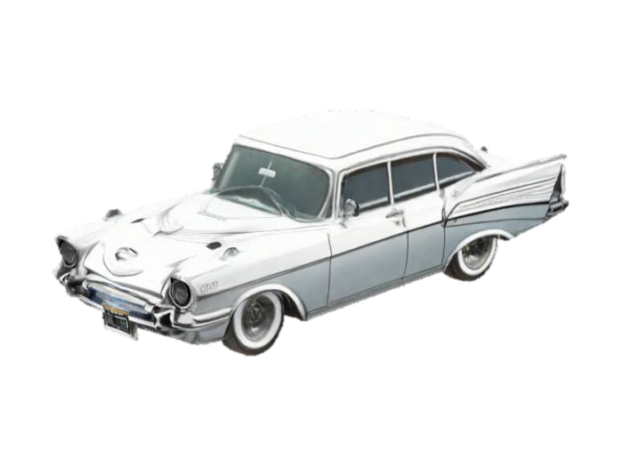 3D model for 1957 Chevrolet Bel-Air 2 door car, Classic Elegance