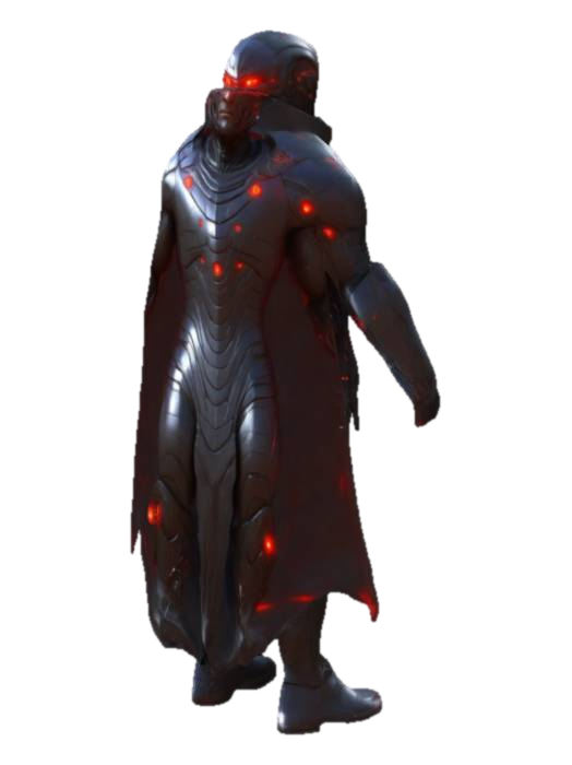 3D model for eate a high-detail, full-body 3D model of Ra.One from the Bollywood movie. He should have futuristic black armor with glowing red circuits, a muscular build, and a menacing stance. His face should resemble Arjun Rampal with sharp features, red glowing eyes, and a cybernetic aura. The armor should have sleek metallic textures with realistic lighting and reflections. Ensure game-ready detailing, including boots, gloves, and a flowing cyber-enhanced cape.