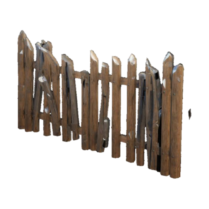 damaged wooden fence, broken segments, stylized, low poly, mesh only 的 AI 生成 3D 模型