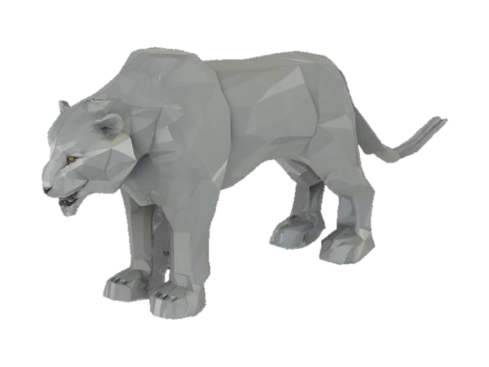 Model 3D Geometric Lion, dijana oleh AI