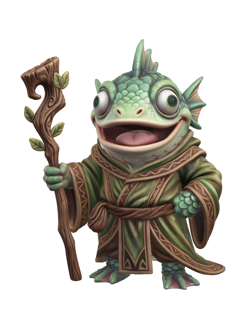 Dingle the Druid 3D model, vytvořený pomocí AI