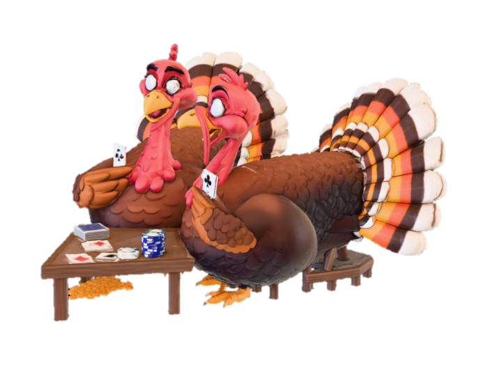 3D model for cartoon big tom turkeys playing cards