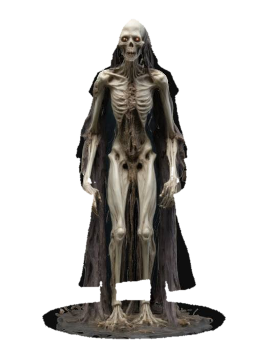 3D model for masterfully crafted figurine of tall and slender death god entity, ancient one, pure chaos, abomination, emaciated, bones, horror eldritch, highest details, despair, chaos, disruption, disruption, disruption!!, fierce menacing, ultra realistic, disturbing, ancient one from the deepest depths of insanity