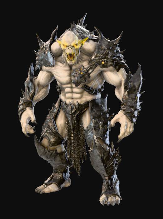 «full body shot of a a URUK HAI Berserker, lord ofg the rings style ...