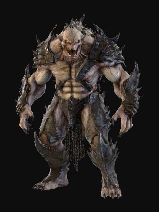 "full body shot of a a URUK HAI Berserker, lord ofg the rings style ...