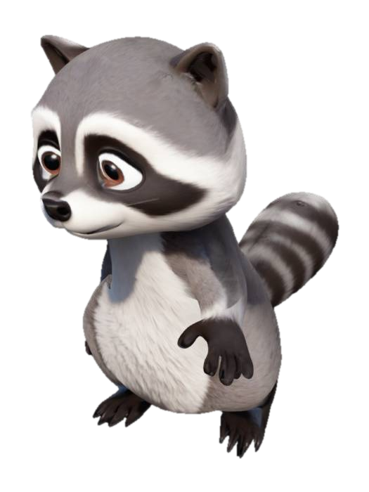 3D model for Pixar Style, Fluffy, T-pose Raccoon