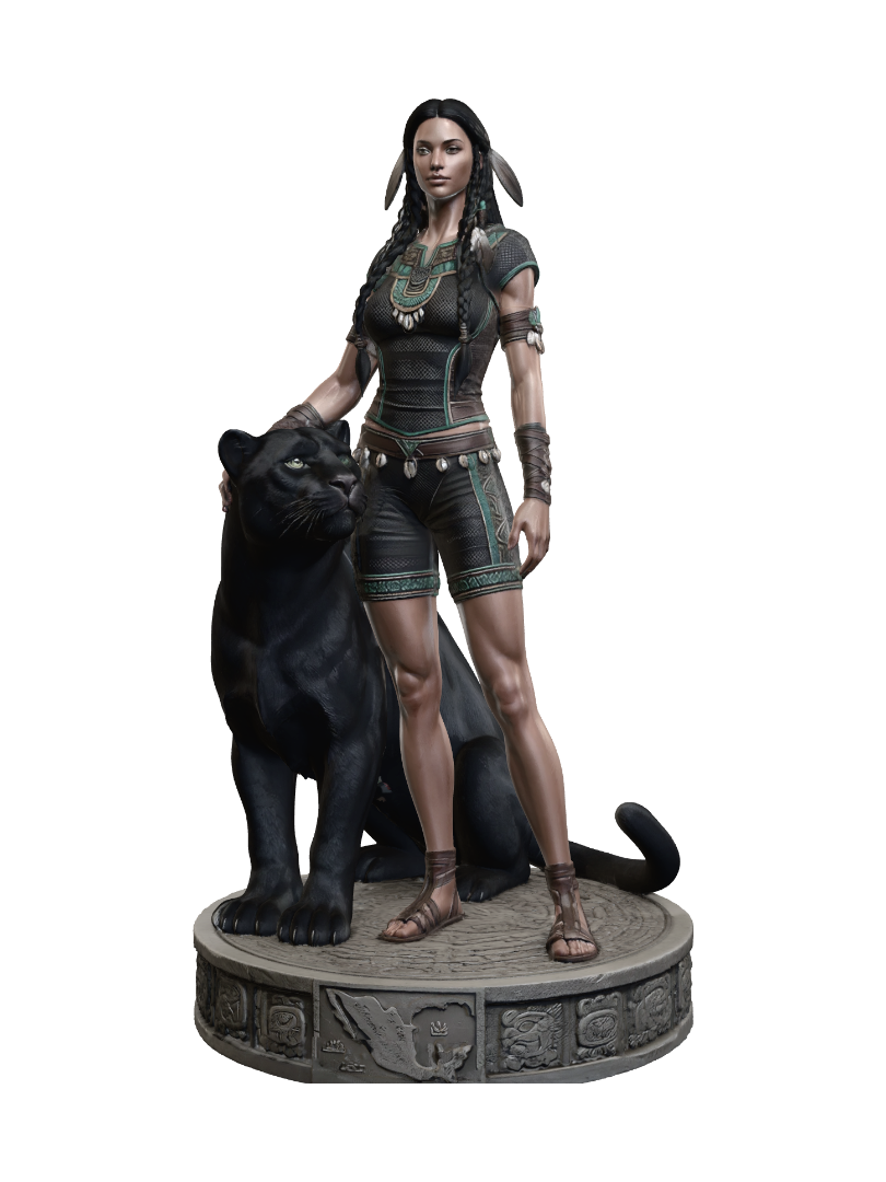 Panther Warrior 3D model, vytvořený pomocí AI
