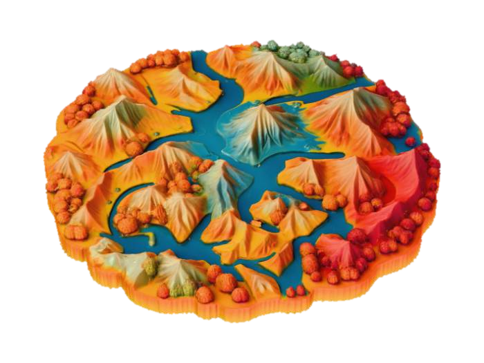 3D model for Abstract, embossed map of fantastical lands.