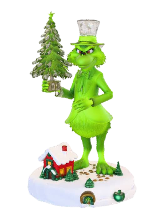3D model for Extravagant Grinch Figure, with Detailed christmas Landscape base.
