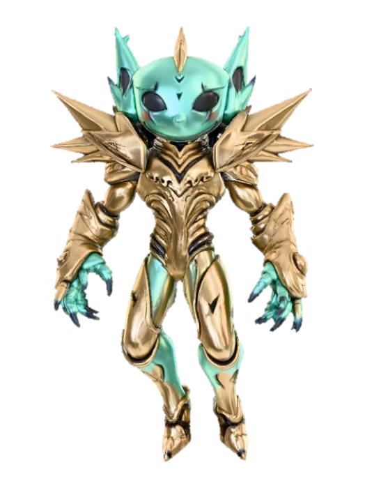 3D model for Fantasy, round slime, wearing anime detailed armor