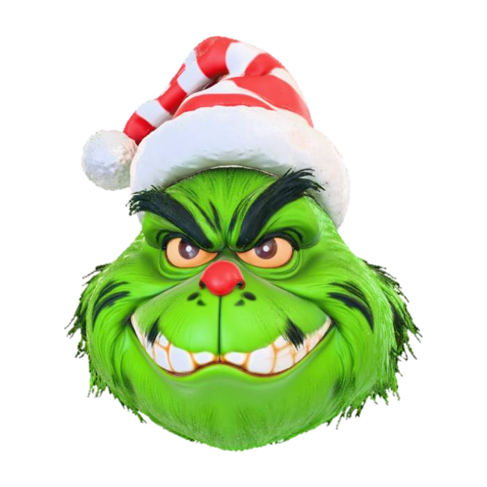 High detail, Christmas Ornament, designed like the grinch. 3D model, vytvořený pomocí AI
