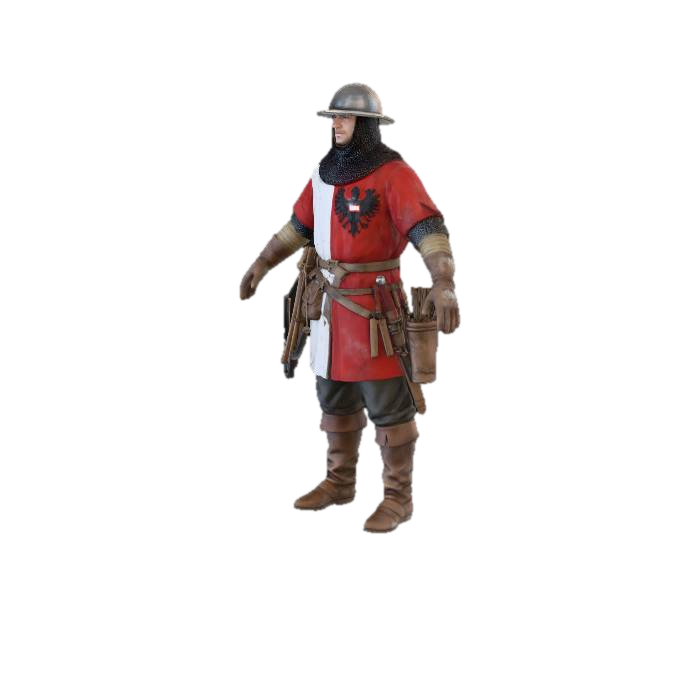 Medieval Crossbowman 3D model, vytvořený pomocí AI