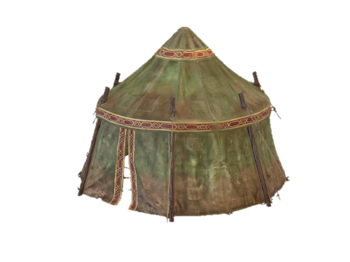 Weathered Nomad Tent 3D model, vytvořený pomocí AI