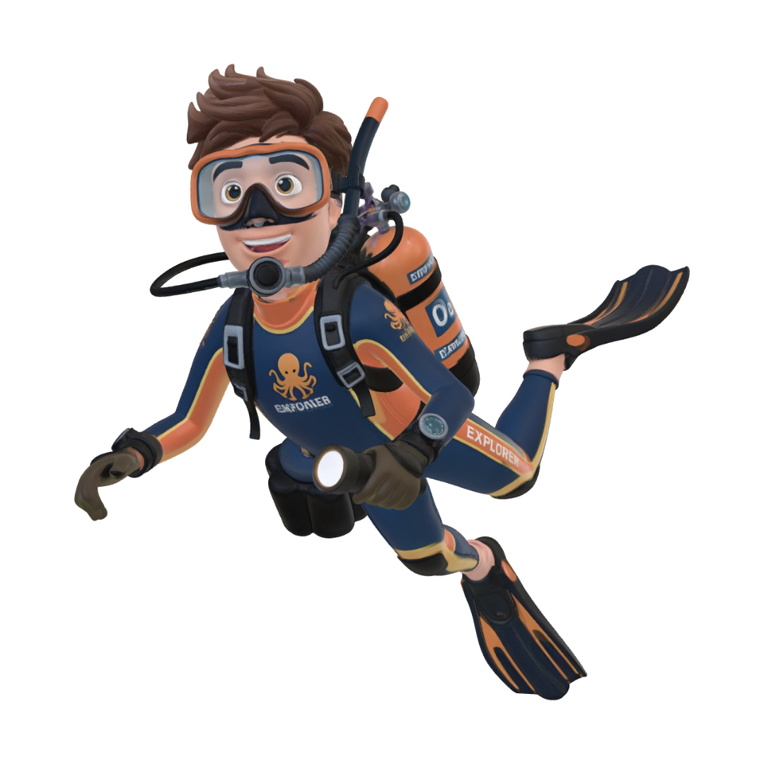 Underwater Explorer 3D model, vytvořený pomocí AI