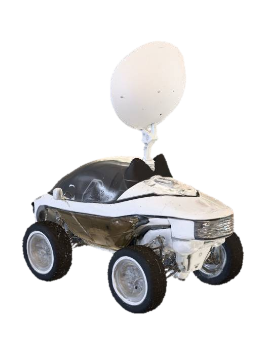 3D model for Design a 3D Model of a Space Exploration Vehicle (SEV). The buggy should have 4 wheels. The buggy should have two seats to accommodate two people. The buggy should have a dish antenna for communication with the Martian Helicopter and Base. The buggy may optionally have a glass-covered area within which the passengers can sit.