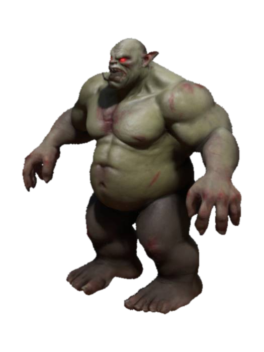 3D model for Height Man, ogre face, game, 4k ultra realistic, game asset, game, 4k , T-pose ,full body , only one red eye , boy scarring , ultra detallist , only one eye , Black body color