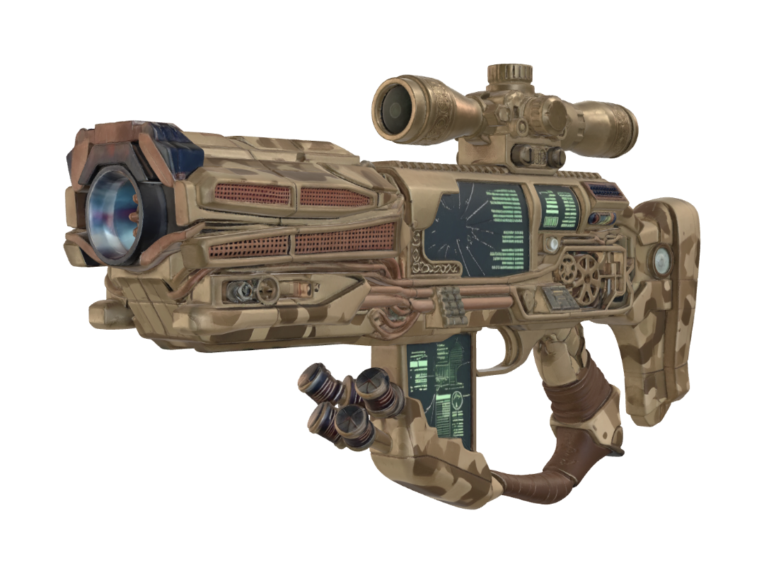 Desert Clockwork Rifle 3D model, vytvořený pomocí AI