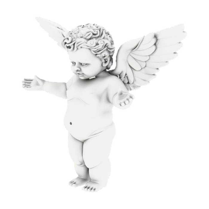 A small, biblically accurate cherub, intricately detailed. It possesses four distinct faces:… 3D model, vytvořený pomocí AI