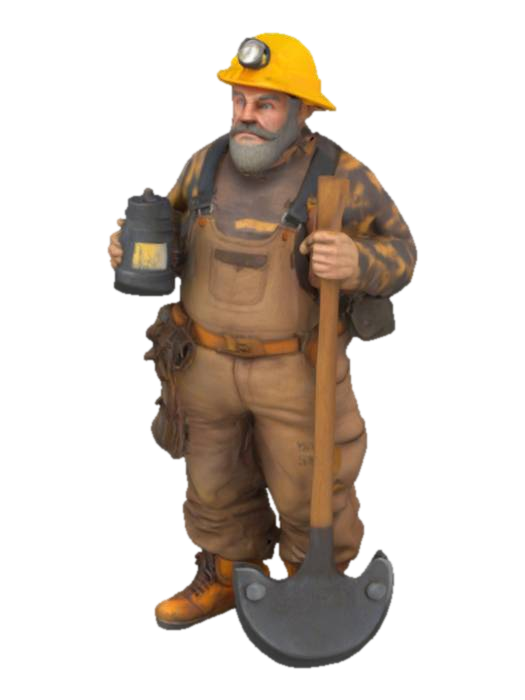 Train miner 3D model, vytvořený pomocí AI