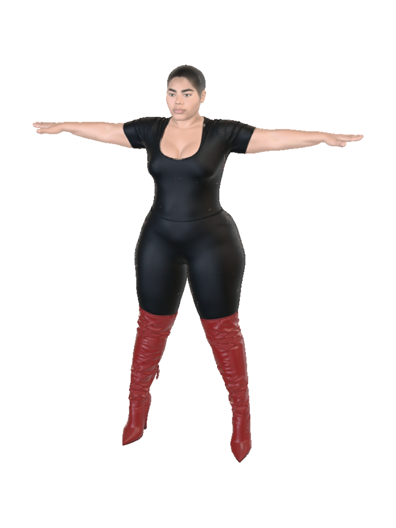 T-pose the upperbody. A-pose the lower body. Give character buzzcut/short hairstyle. Remove… 3D model, vytvořený pomocí AI