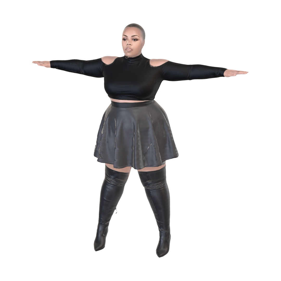 T-pose the upperbody. A-pose the lower body. Give character buzzcut/short hairstyle. Remove… 3D model, vytvořený pomocí AI
