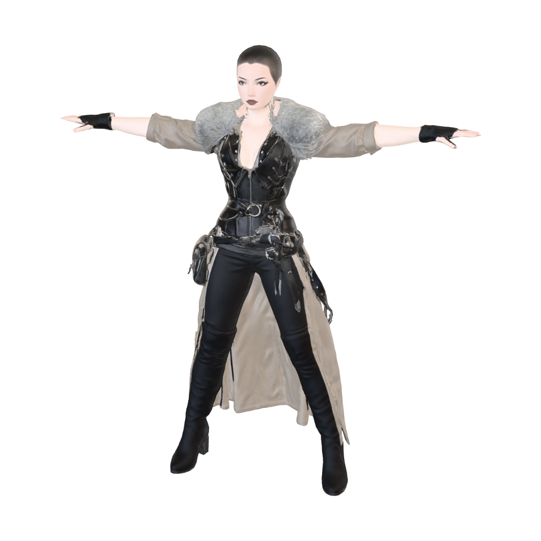 T-pose the upperbody. A-pose the lower body. Give character buzzcut/short hairstyle. Remove… 3D model, vytvořený pomocí AI