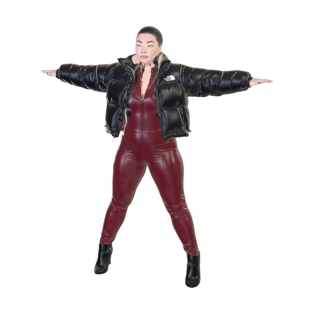 T-pose the upperbody. A-pose the lower body. Give character buzzcut/short hairstyle. Remove… 3D model, vytvořený pomocí AI