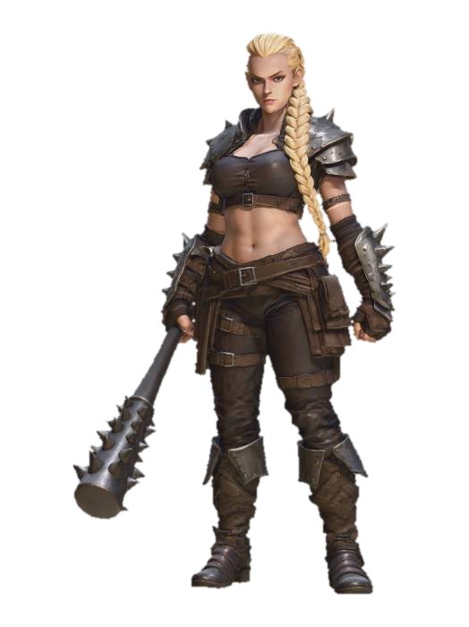 War Club Viking Warrior Woman 3D model, vytvořený pomocí AI