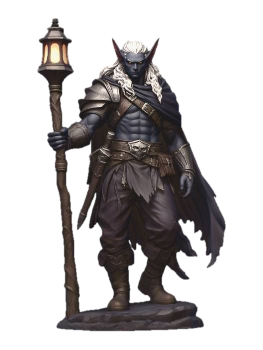 Drow Wandering Druid 3D model, vytvořený pomocí AI