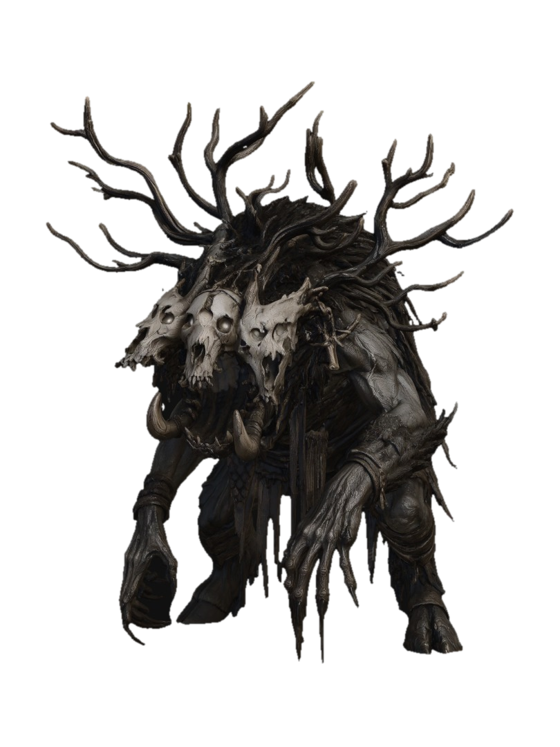 Skullbound Harbinger 3D model, vytvořený pomocí AI