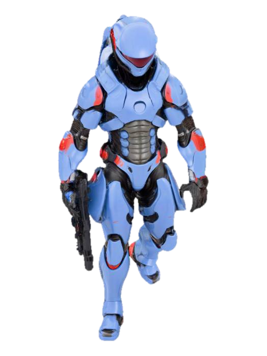 A Scout from an alien civilization with a streamlined, bionic body covered in deep blue… 3D model, vytvořený pomocí AI