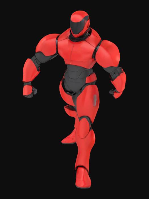 «Full-body character sleek, minimalistic red robot hero. Inspired by ...