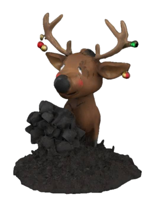 3D model for #ChristmasAdventure# Christmas theme, a reindeer eating a giant pile of coal, covered in dirt