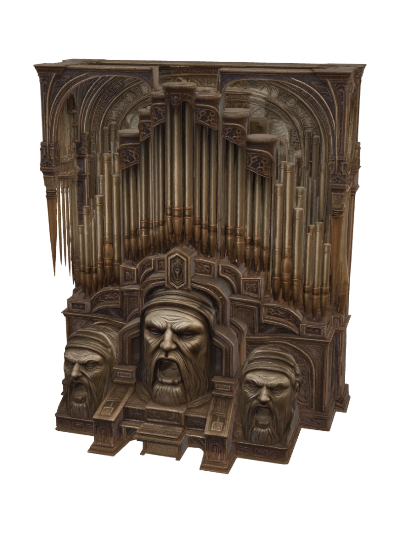 The Screaming Throne 3D model, vytvořený pomocí AI