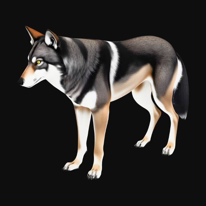 "Low-poly game-ready gray wolf quadruped for RPG, under 10k triangles ...