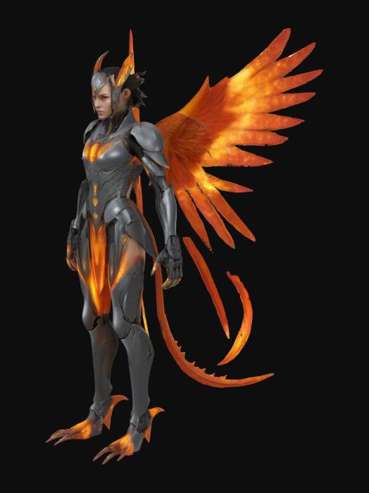 «Futuristic phoenix hero, humanoid/animal hybrid , slender body of a ...