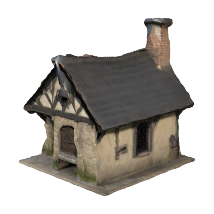 3D model for casa que es una forja y se ve un yunke y tiene una chmenea , estilo medieval