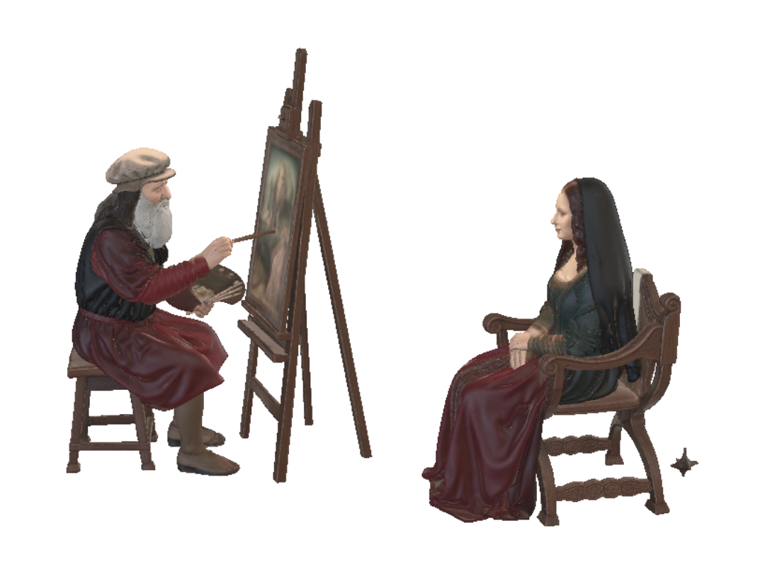Mô hình 3D của Leonardo Da Vinci Creating the Mona Lisa, được tạo bằng AI
