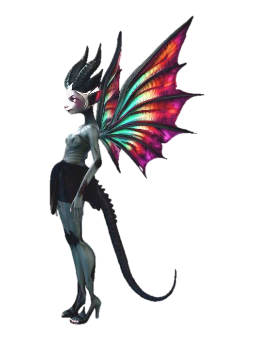 fairy beast humanoid hybrid oracle wings dragon 3D model, vytvořený pomocí AI