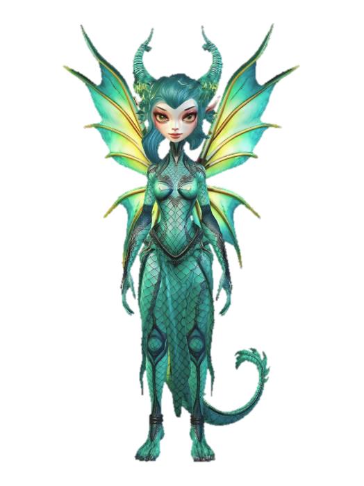 fairy beast humanoid hybrid oracle wings dragon 3D model, vytvořený pomocí AI