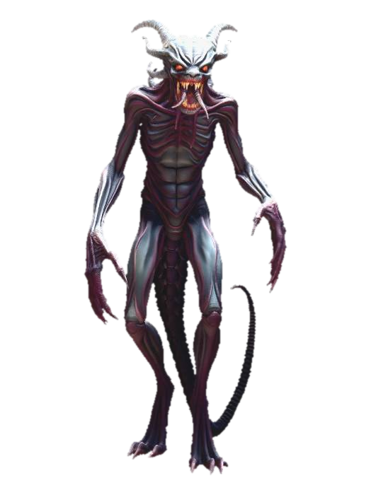monster humanoid hybrid oracle claws fangs teeth ghost blood 3D model, vytvořený pomocí AI