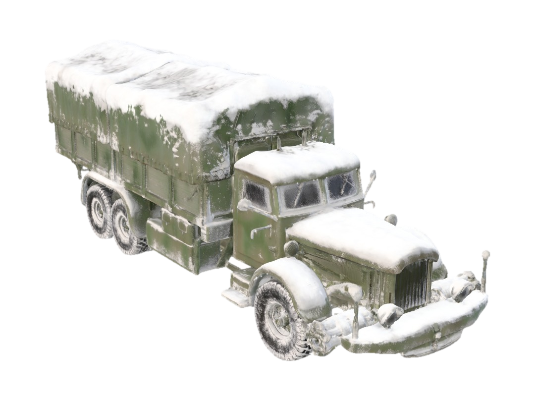 3D model for change this truck to snowy variant but do not change color of the truck and do grey background