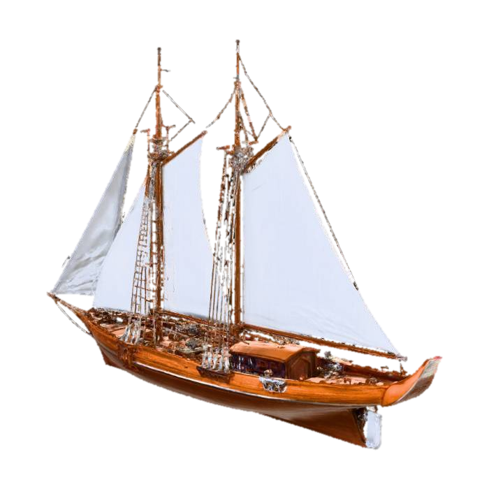 sailing ship Baltic cutter 3D model, vytvořený pomocí AI