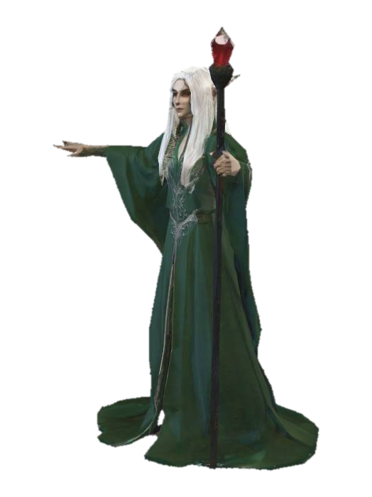 Model 3D Femme elfe fantaisie réaliste avec un bâton de mage, sorcière dans une main., dijana oleh AI