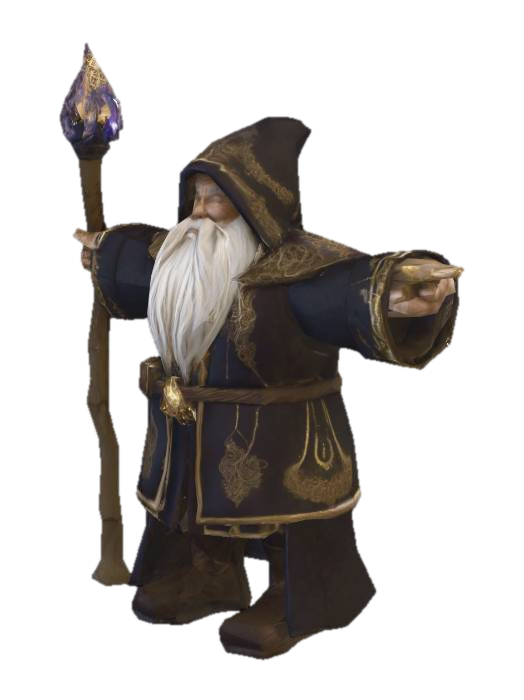 Model 3D Homme nain fantaisie réaliste avec un bâton de mage, sorcier dans une main., dijana oleh AI