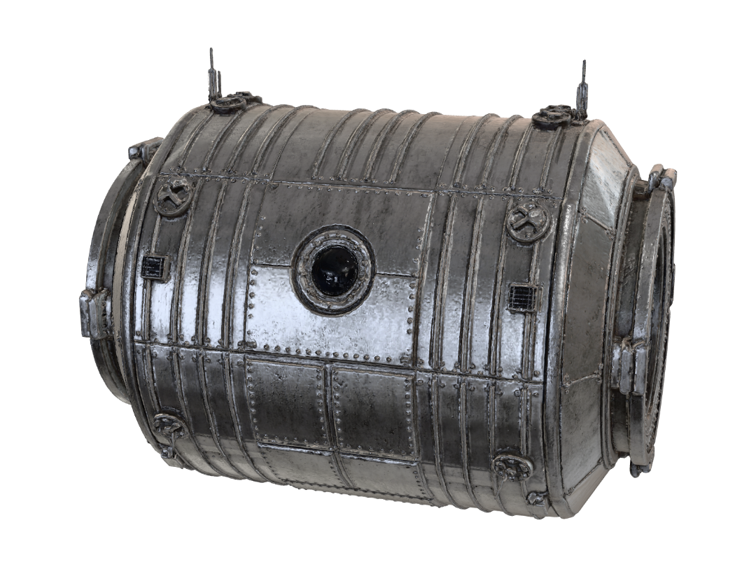 Keep the same module, same materials, same greebles and window exactly as shown.… 3D model, vytvořený pomocí AI