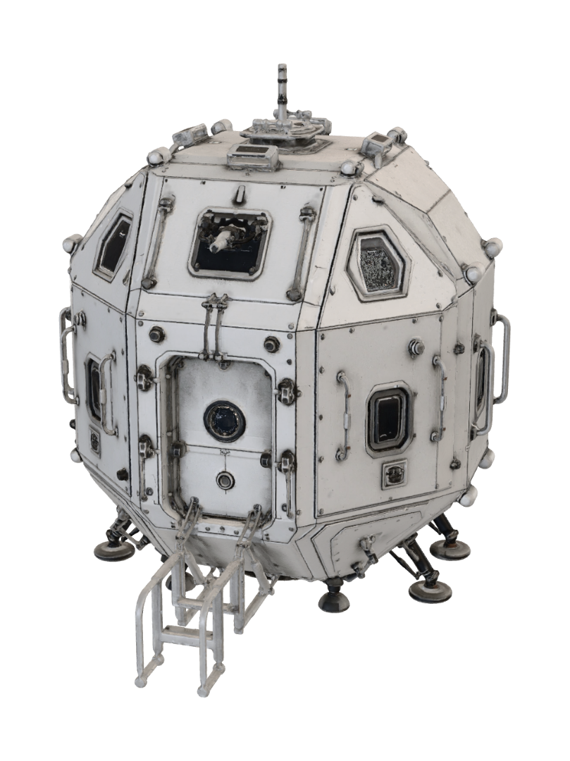 Lunar Habitat Module Exterior 3D model, vytvořený pomocí AI