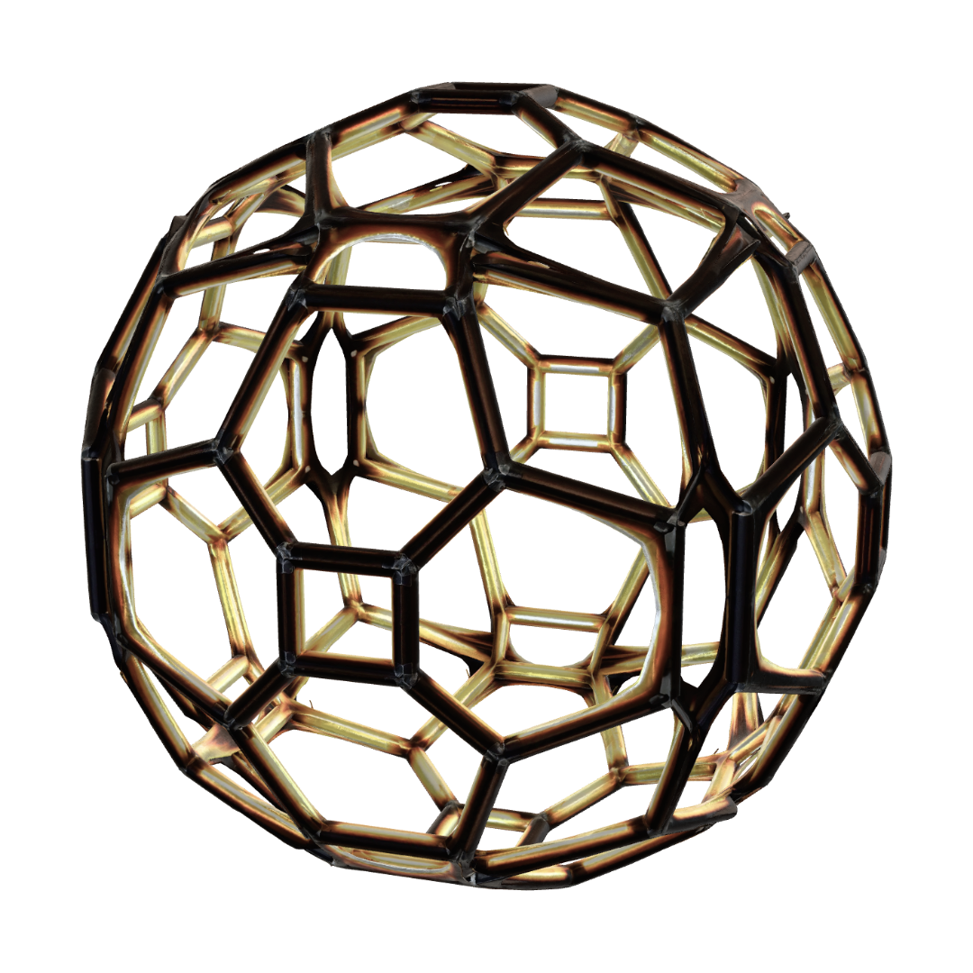 Neon Chassis Lattice Sphere 3D model, vytvořený pomocí AI