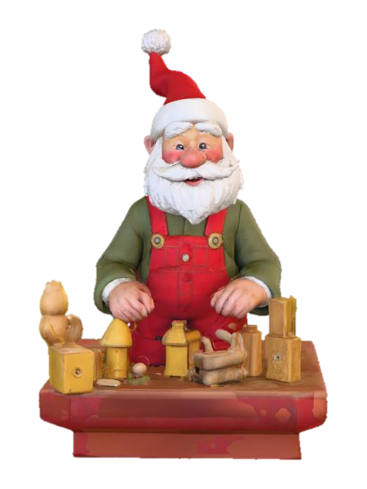 3D model for #Christmas2025#, An old toymaker working on Christmas toys. Ultra highly detailed on all parts. Ultra high quality detailed textures. Solid infill.